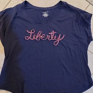 Lane Bryant Womens 18/20 T Shirt Navy Blue Short Sleeve Liberty Accent